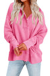 Mixiedress Stand Collar Button Up Pocketed Casual Sweatshirt