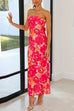 Mixiedress Strapless Off Shoulder Backless Printed Maxi Party Dress