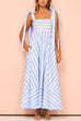 Mixiedress Pocketed Bow Shoulder Striped Swing Maxi Cami Dress