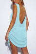 Mixiedress Backless Side Drawstring Knit Cover Up Dress