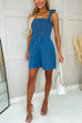 Mixiedress Tie Shoulder Smocked Cami Denim Romper