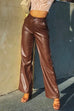 Mixiedress Faux Leather Straight Leg Trousers with Pockets