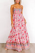 Mixiedress Lace Up Backless High Waist Floral Maxi Cami Holiday Dress