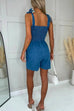 Mixiedress Tie Shoulder Smocked Cami Denim Romper