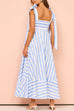 Mixiedress Pocketed Bow Shoulder Striped Swing Maxi Cami Dress