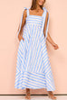 Mixiedress Pocketed Bow Shoulder Striped Swing Maxi Cami Dress