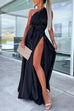 Mixiedress One Dress Three Ways Tie Waist High Slit Maxi Party Dress