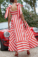 Mixiedress Pocketed Bow Shoulder Striped Swing Maxi Cami Dress