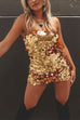 Mixiedress Strapless Off Shoulder Party Mini Sequin Dress