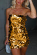 Mixiedress Strapless Off Shoulder Party Mini Sequin Dress