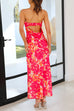 Mixiedress Strapless Off Shoulder Backless Printed Maxi Party Dress