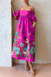 Mixiedress Cold Shoulder Ruffle Sleeves Bow Knot Back Floral Maxi Dress