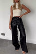 Mixiedress High Rise Pocketed Wide Leg Faux Leather Pants
