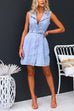 Lapel Sleeveless Button Up Belted Denim Dress