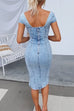 High Waist Slit Corset Denim Bodycon Dress