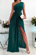 Mixiedress One Shoulder Cut Out Waist High Slit Maxi Party Dress