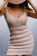 Mixiedress V Neck Cable Knit Bodycon Mini Cami Dress