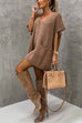 Mixiedress Oversized V Neck Short Sleeves Pocketed Poncho Sweater