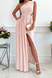 Mixiedress One Shoulder Cut Out Waist High Slit Maxi Party Dress