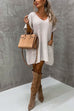 Mixiedress Oversized V Neck Short Sleeves Pocketed Poncho Sweater