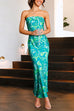 Mixiedress Strapless Tube Top Printed Satin Maxi Party Dress