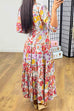 Mixiedress Deep V Neck High Waist Pockets Floral Maxi Swing Dress