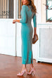 Cross V Neck Long Sleeves Cut Out Midi Sheath Dress