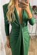 Mixiedress Deep V Neck Ruched Slit Maxi Bodycon Dress