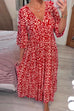 Mixiedress V Neck Half Sleeves Printed Swing Maxi Holiday Dress