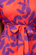 Short Sleeves Tie Waist Printed Ruffle Midi Dress