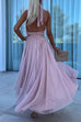 Mixiedress Halter Backless Waisted Tulle Maxi Dress