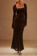 Mixiedress Square Collar Lace Mermaid Maxi Dress