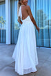 Mixiedress Halter Backless Waisted Tulle Maxi Dress