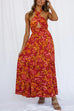 Mixiedress Criss Cross Halter Backless Cut Out Slit Floral Maxi Dress