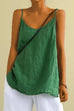 Mixiedress Scoop Neck Solid Cotton Linen Cami Top