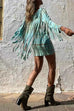 Mixiedress Tie Dye Long Sleeves Tassle Mini Dress