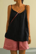 Mixiedress Scoop Neck Solid Cotton Linen Cami Top