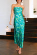 Mixiedress Strapless Tube Top Printed Satin Maxi Party Dress