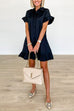 Ruffle Short Sleeves Button Up Shirt Dress