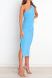 Mixiedress One Shoulder Sleeveless Side Split Ruched Midi Dress