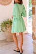 Mixiedress Wrap V Neck Puff Sleeve Waisted Mini Dress